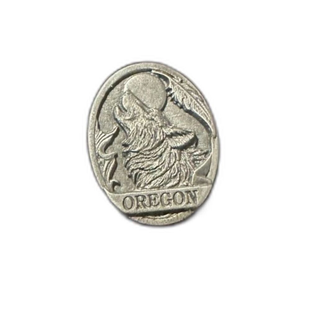 Vintage 1997 Siskiyou Pewter Howling Wolf Oregon Oval Lapel Hat Pin 971078